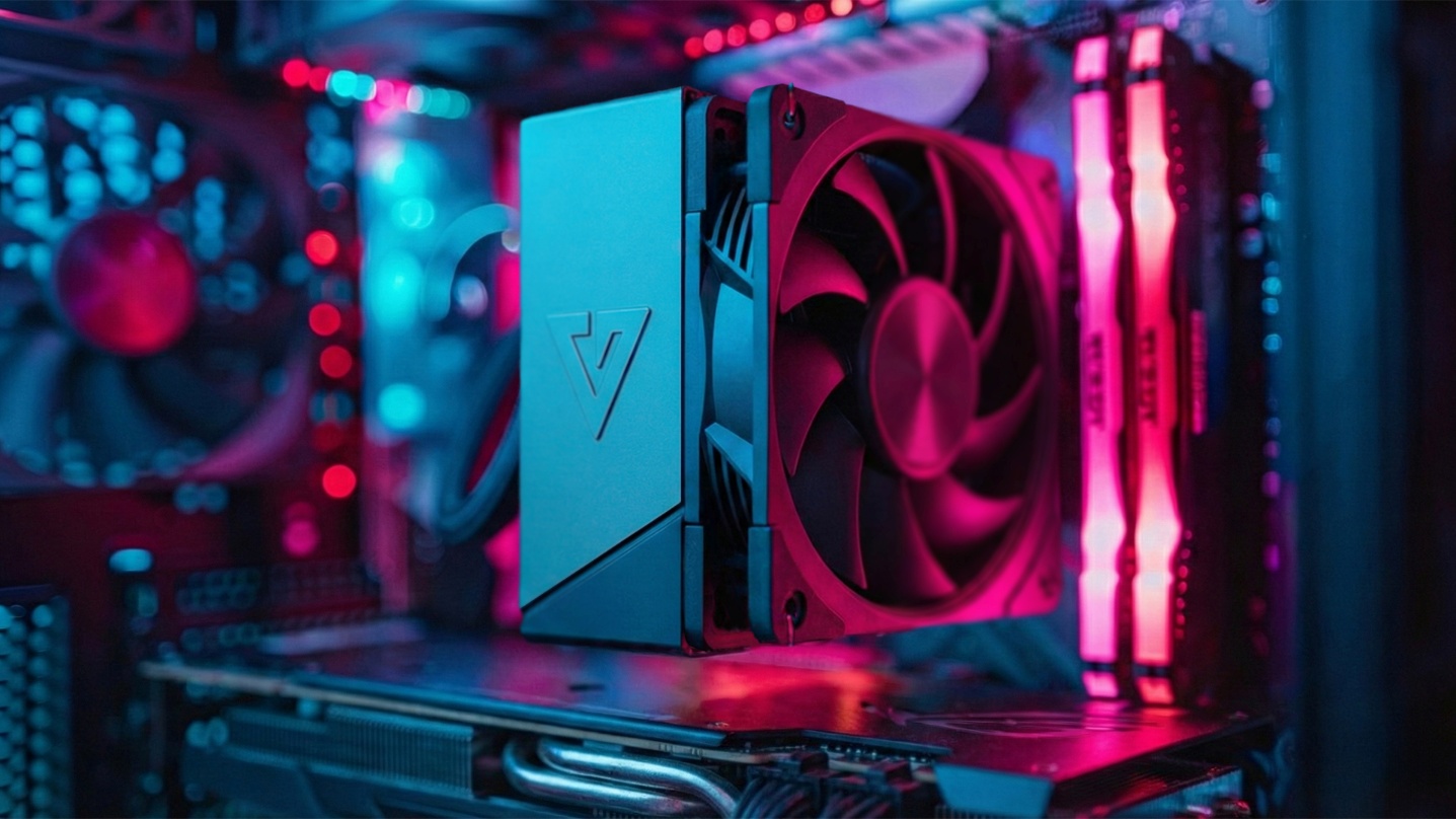 Zdjęcie lifestyle chłodzenia MODECOM Volcano 0C w komputerze, widok wnętrza z komponentami