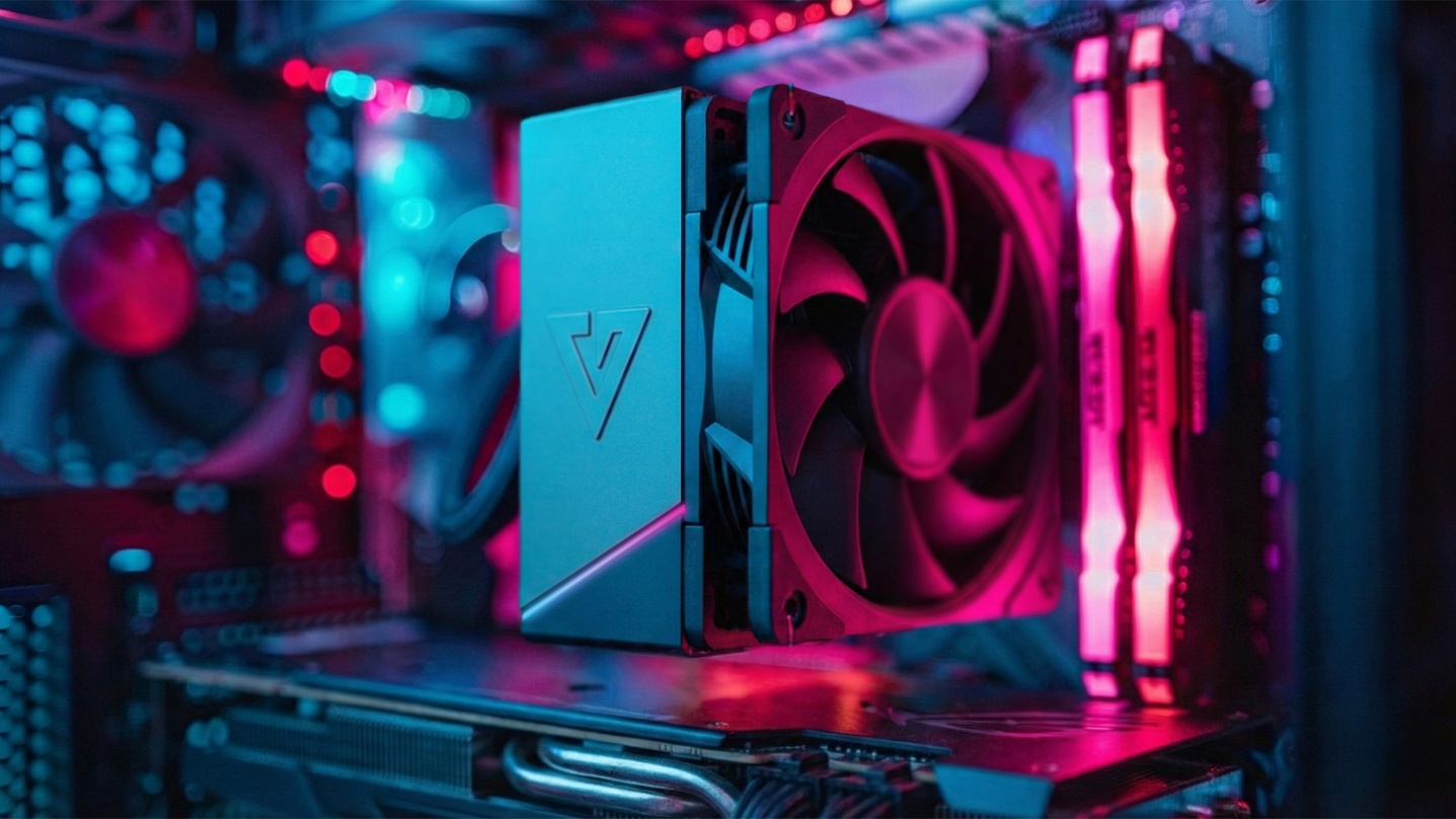 Zdjęcie lifestyle chłodzenia MODECOM Volcano 0C w komputerze, widok wnętrza z komponentami