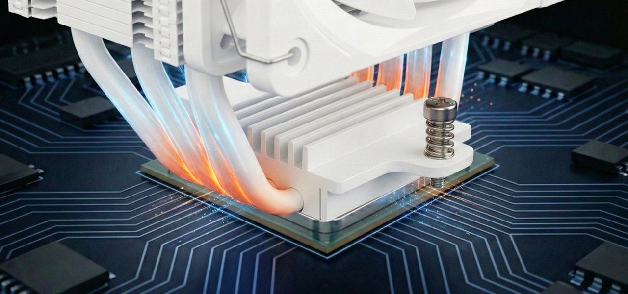 Wizualizacja stopy bloku chłodzenia na procesorze pokazujące przyleganie stopy chłodzenia do procesora